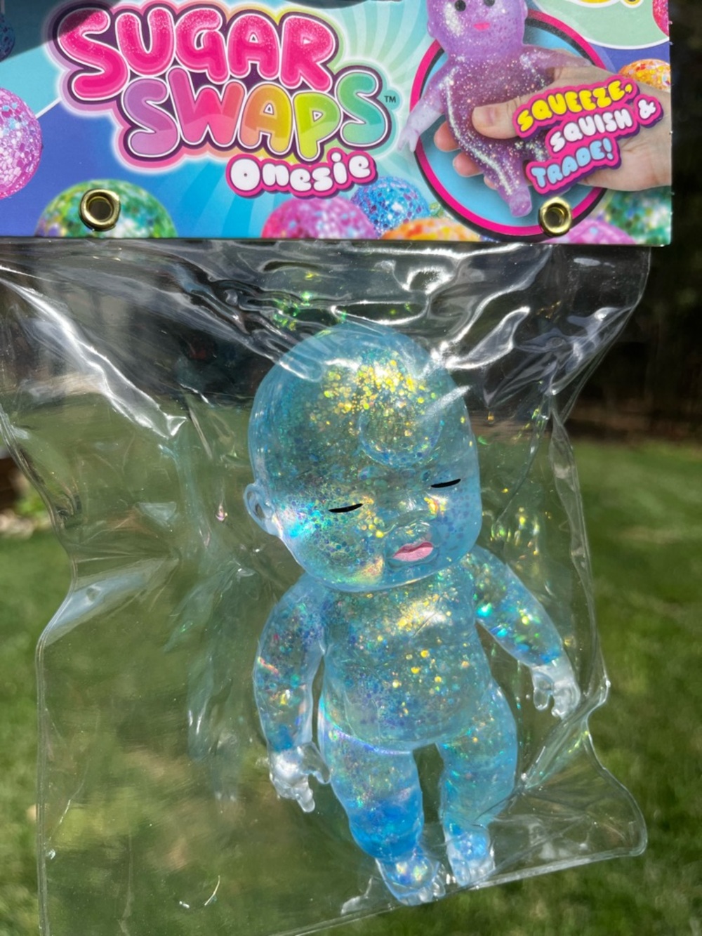 Sugar Swaps Onesie Glitter Baby Squeeze Toy - Iridescent Aqua